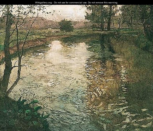 Elvelandskap (The River) - Fritz Thaulow