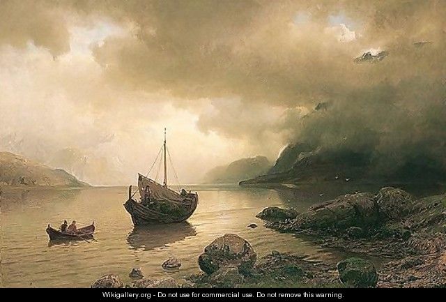 Bater Af Sognefjord (Boats On The Sognefjord) - Hans Fredrik Gude
