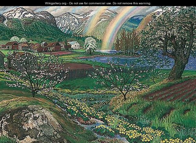 Soleier Og Regnbue (Buttercups And Rainbow) - Nikolai Astrup