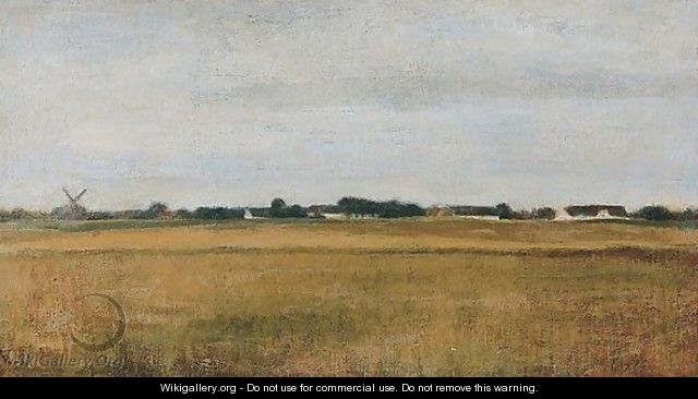 Landskab Fra Virum Ved Frederiksdal. Sommer. (Landscape From Virum, Summer) - Vilhelm Hammershoi