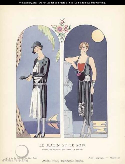 Le Matin et Le Soir - Robes, de mousseline ciree, de Worth - Georges Barbier