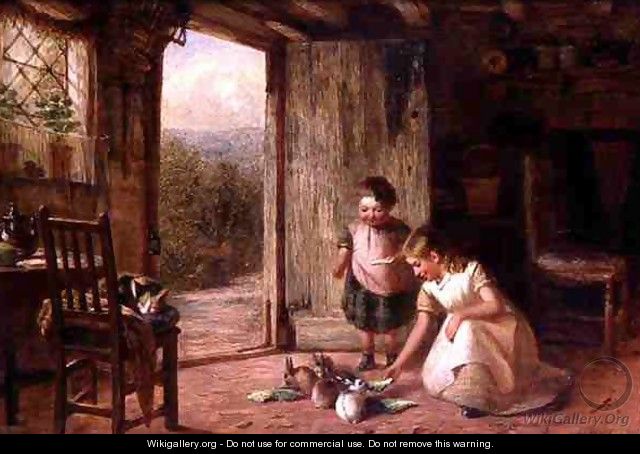 Children Feeding Rabbits - Joseph Moseley Barber