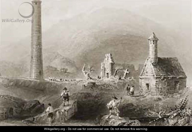 The Ruins at Glendalough, County Wicklow, Ireland - (after) Bartlett, William Henry
