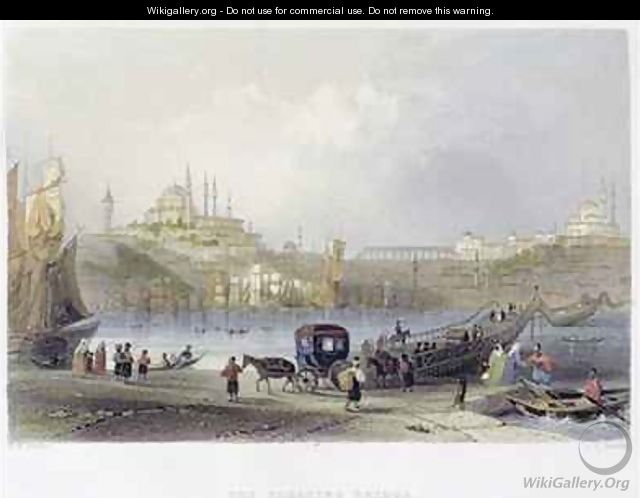 The Floating Bridge, Istanbul - (after) Bartlett, William Henry