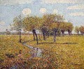 Dutch Landscape with Willow Trees in the Spring in a Small Meadow Valley - Paul Baum
