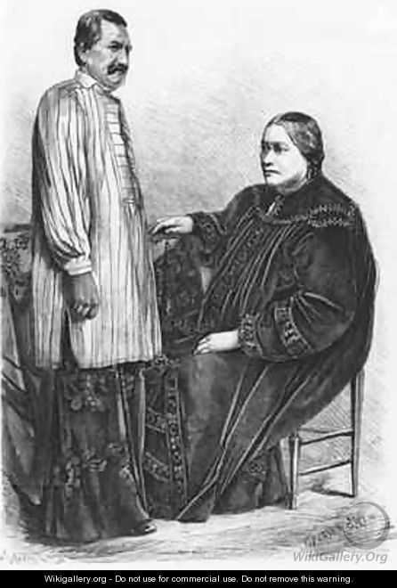 Queen Pomare IV (1827-77) of Tahiti and her husband - (after) Bertrand, Auguste