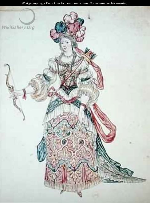 Woman with a bow, theatrical costume design - Jean II (the Younger) Berain
