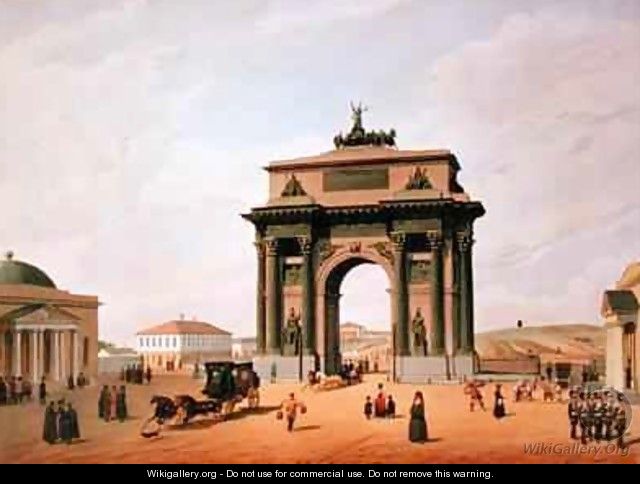 The Triumphal Arch in the Tverskaya Square in Moscow - (after) Benoist, Felix