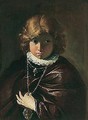 Portrait Of A Young Boy Holding A Medallion - Francesco Fontebasso