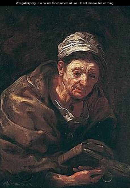 Study Of An Old Woman, Holding A Book - Bernardo Keilhau