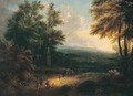 A Wooded Landscape With A Band Of Travellers On A Track Before A Fountain - (after) Johann Alexander Thiele