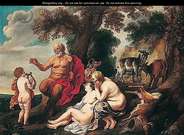 Pan and the young Achilles - (after) Jacob Jordaens