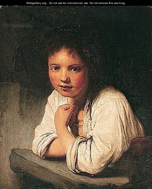 A young girl at a window - (after) Harmenszoon Van Rijn Rembrandt