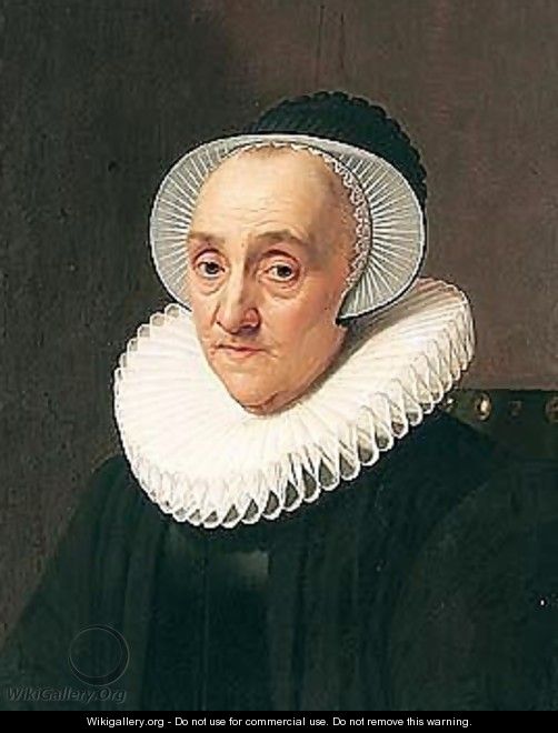 Portrait Of An Old Lady, Seated, Wearing Black With A White Ruff And Head-dress - Nicolaes (Pickenoy) Eliasz
