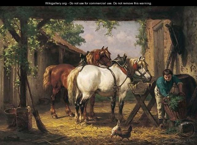 De Paarden Voeden (Feeding The Horses) - Willem Jacobus Boogaard