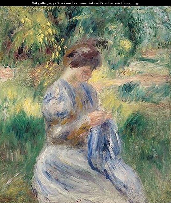 La Couseuse (Femme Cousant Dans Un Jardin) - Pierre Auguste Renoir