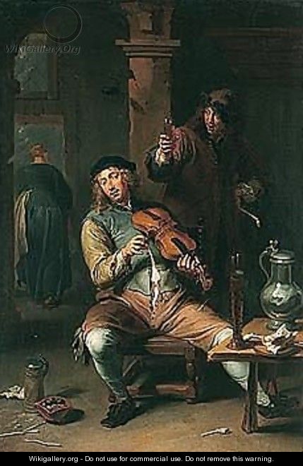 A Tavern Interior With A Man Playing The Violin - Willem van, the Elder Herp