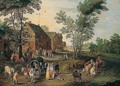 A Village Scene With A Wagon And Elegant Figures Halted Near An Inn - (after) Jan The Elder Brueghel