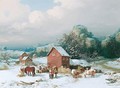 Winter Landscape With Farm Buildings And Animals - William Malbon