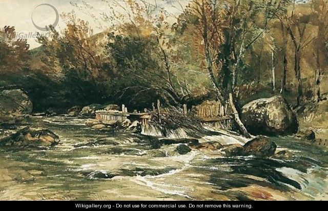Salmon Trap On The River Lledr, North Wales - William James Muller