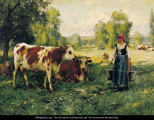 Laitiere Gardant Ses Vaches - Julien Dupre