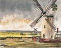 Windmills In A Stormy Landscape - Thomas Churchyard