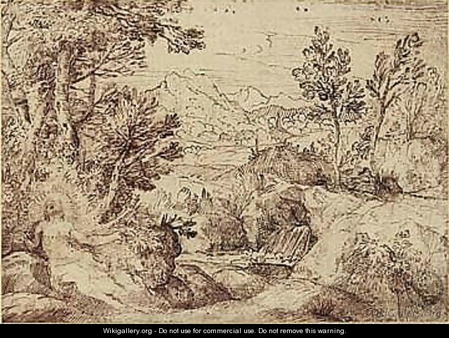 Landscape With Mary Magdalene - Annibale Carracci