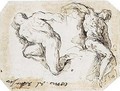 Studies Of Two Male Nude Figures - Jacopo d'Antonio Negretti (see Palma Giovane)