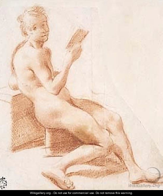 Academy Of A Young Man, Seated, Reading A Book - Pietro Faccini
