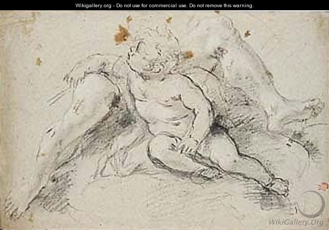 Study of a seated putto - Bolognese School