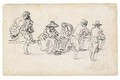 A Sketchbook Page Study Of Five Figures, Seemingly In A Market - Jan van Goyen