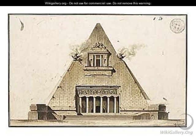 Design For A Pyramidal Tomb - Gustave Taraval
