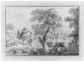 A Landscape With A Herdsman And His Animals By A Stream - Giovanni Antonio Pucci
