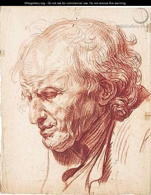 Study of the head of an old man - (after) Greuze, Jean Baptiste