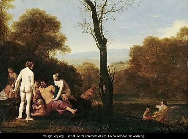 A Pastoral Landscape With Nymphs And Other Figures Resting Beside A River - Cornelis Van Poelenburgh
