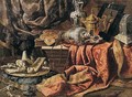 Still Life Of Gilt And Silver Ewers, A Mirror, A Chest, Sweetmeats On A Gilt Platter And Embroidered Cloths - Francesco (Il Maltese) Fieravino