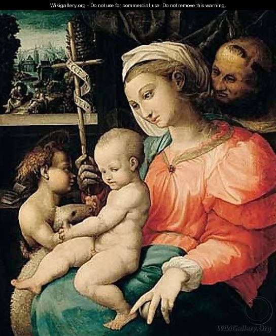 The Madonna And Child With The Infant Saint John The Baptist And Saint Francis Behind - (after) Girolamo Genga