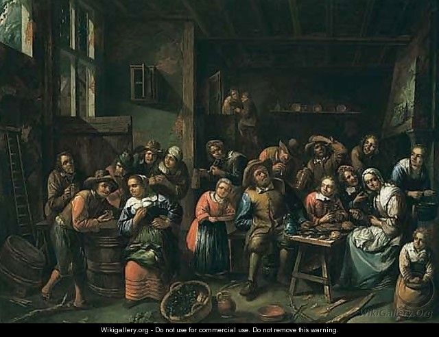 A Merry Company In A Tavern Interior - Gillis van Tilborgh