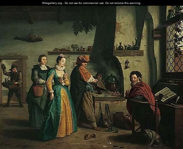An Elegant Lady Visiting An Alchemist - Jan Jozef, the Younger Horemans
