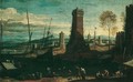A Mediterranean Harbour Scene With Figures - Adrian van der Cabel
