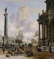 A Mediterranean Harbour Scene With Turbanned Figures On A Quay - Abraham Storck