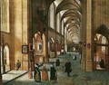 The Interior Of A Cathedral With Elegant Figures - Abel Grimmer