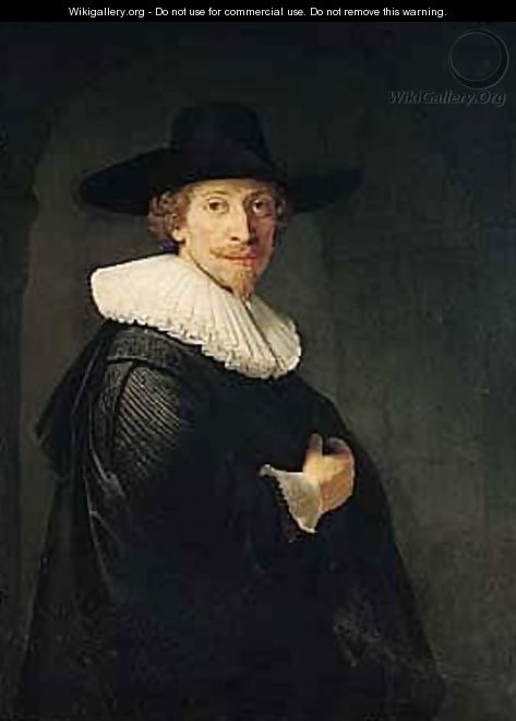 Portrait Of A Bearded Gentleman Standing In An Archway - (after) Harmenszoon Van Rijn Rembrandt