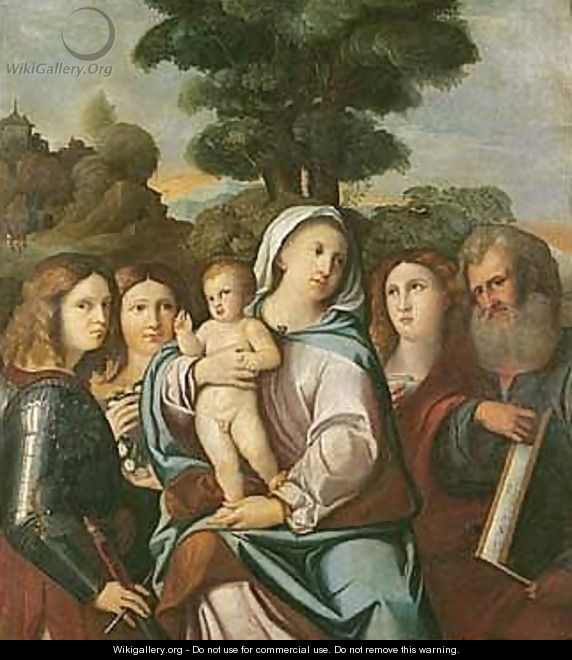 The madonna and child with saints george, dorothea, mary magdalene and mark - (after) Acopo D