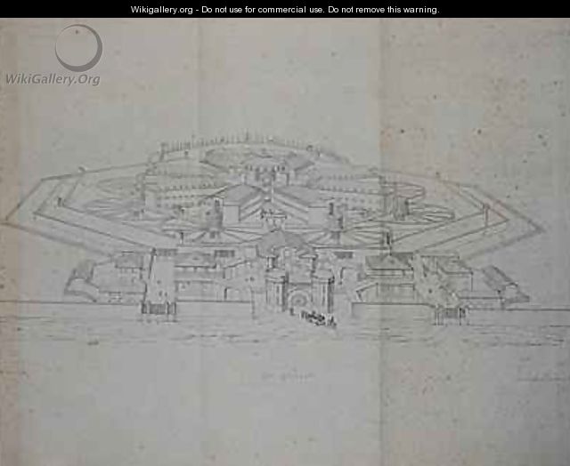 Design for a cellular prison for 585 prisoners - G.A. Blouet