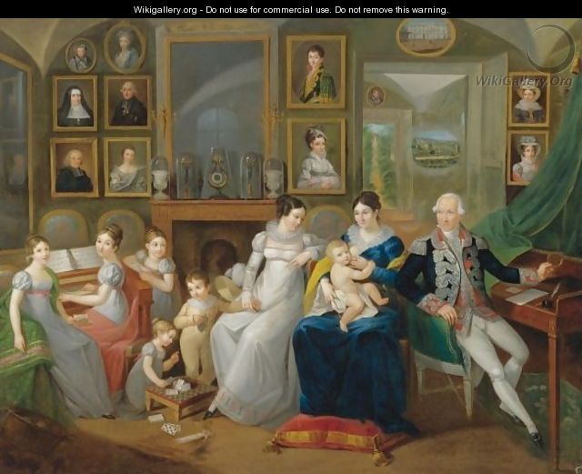 Portrait Of Gabriel Joseph De Froment, Baron De Castille (1747 - 1826) And His Wife Princess Hermine Aline Dorothee De Rohan (1785 - 1843) With Their Family - French School