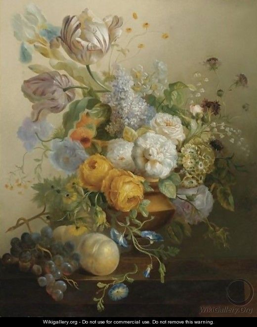 Still Life Of Flowers And Fruit - Jan Frans Eliaerts