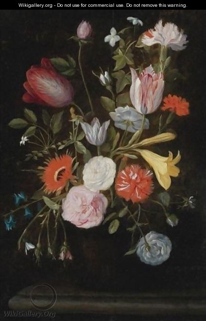 Still Life Of Flowers With Tulips, Lilies, And Carnations - Isaac Cruikshank