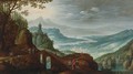 Extensive River Landscape With Christ On The Road To Emmaus - Maerten Ryckaert