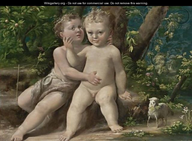 Infant Christ With The Infant Saint John The Baptist - Girolamo Mazzola Bedoli
